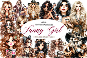 Watercolor Funny Girl Coffee Cup, an Illustration by CreationArt