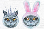 Portraits of British Shorthair cat, an Animal Illustration by Watercolor fantasy (Thumbnail 6 of 6)