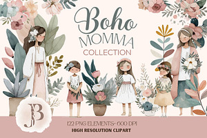 Boho Momma Clipart Collection