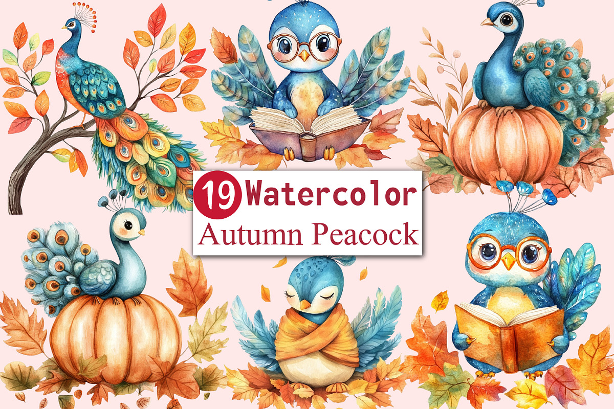 Cute Autumn Peacock Sublimation, an Illustration by CitraGraphics (Photo 1 of 6)