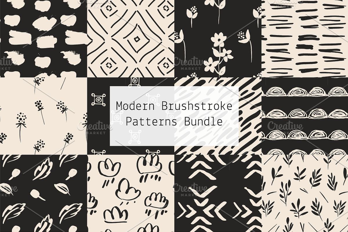 Modern Brushstroke Patterns Bundle, a Pattern Graphic by Lyolya Profitrolya (Photo 1 of 13)