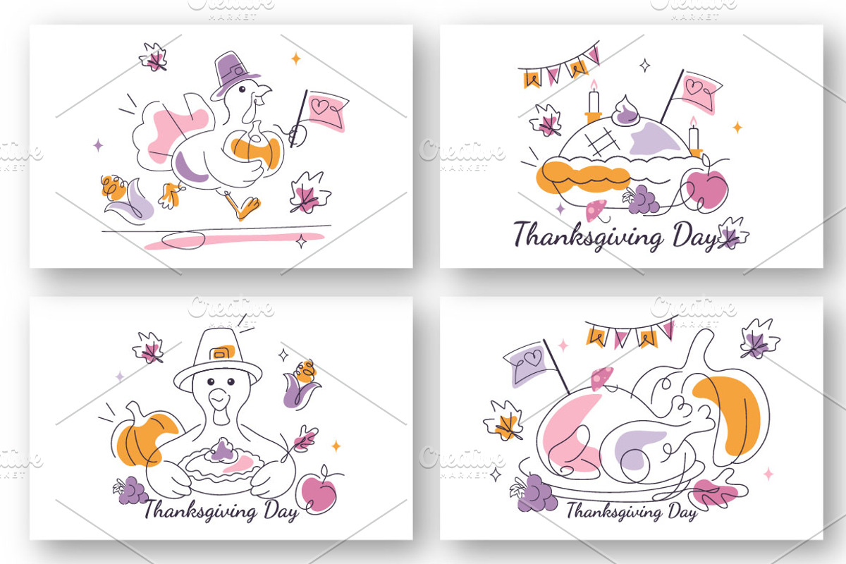 6 Thanksgiving Day Illustration, a Seasonal Illustration by denayunebgt (Photo 2 of 3)
