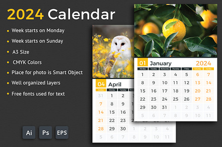2024 Calendar, a Stationery Template by PixMarket