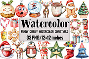 Funny Quirky Watercolor Christmas, an Illustration by Design Market (Thumbnail 1 of 4)