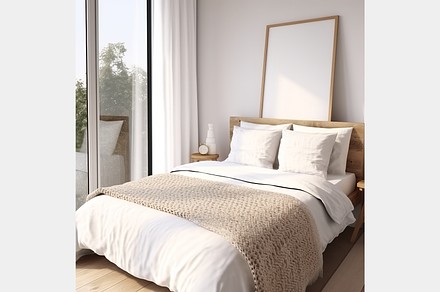 Mockup frame placed in a bedroom, an Architecture Photo by GFXCity