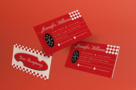 Red Mid Century Business Card, a Business Card Template by graphicook