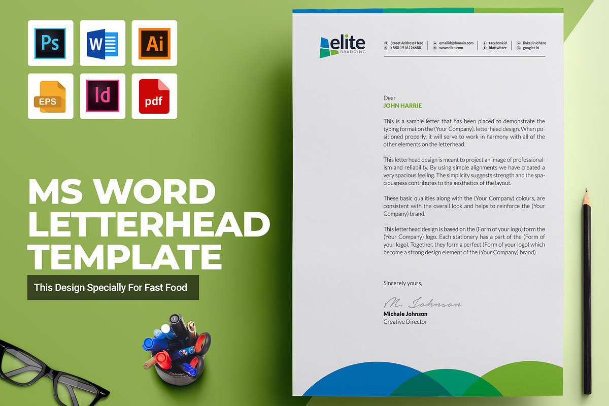 MS Word Letterhead Template, a Stationery Template by ContestDesign (Photo 1 of 6)