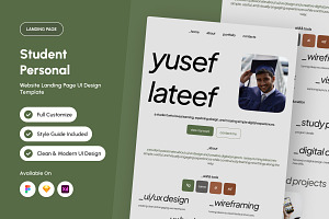 Yusef – Student Portfolio Website, a Landing Page Template by productype1