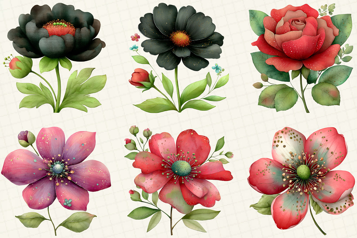 Watercolor Flowers Clipart, an Illustration by DreamCafeArt (Photo 8 of 8)