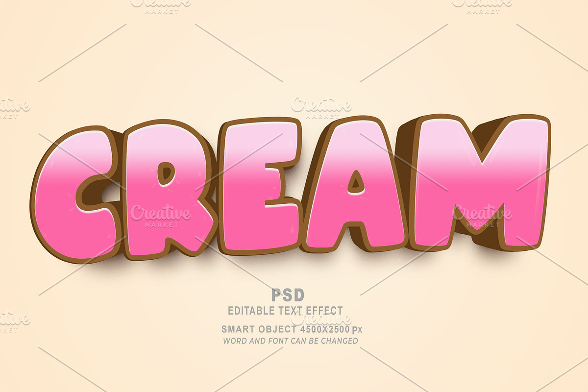 Cream Editable Text Effect PSD, a Layer Style Add-On by TrueVector (Photo 1 of 2)