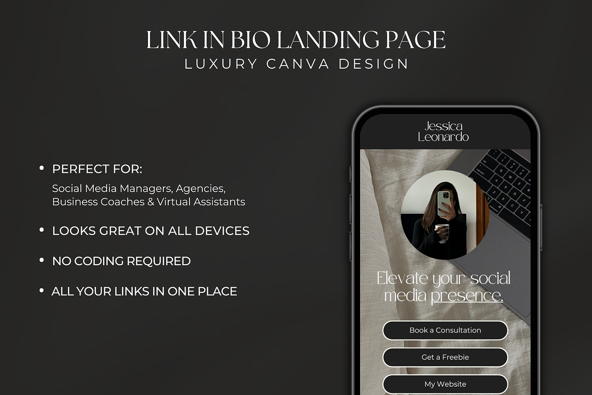 Link in Bio Canva Website Template, an App Template by Meraki Templates (Photo 2 of 8)