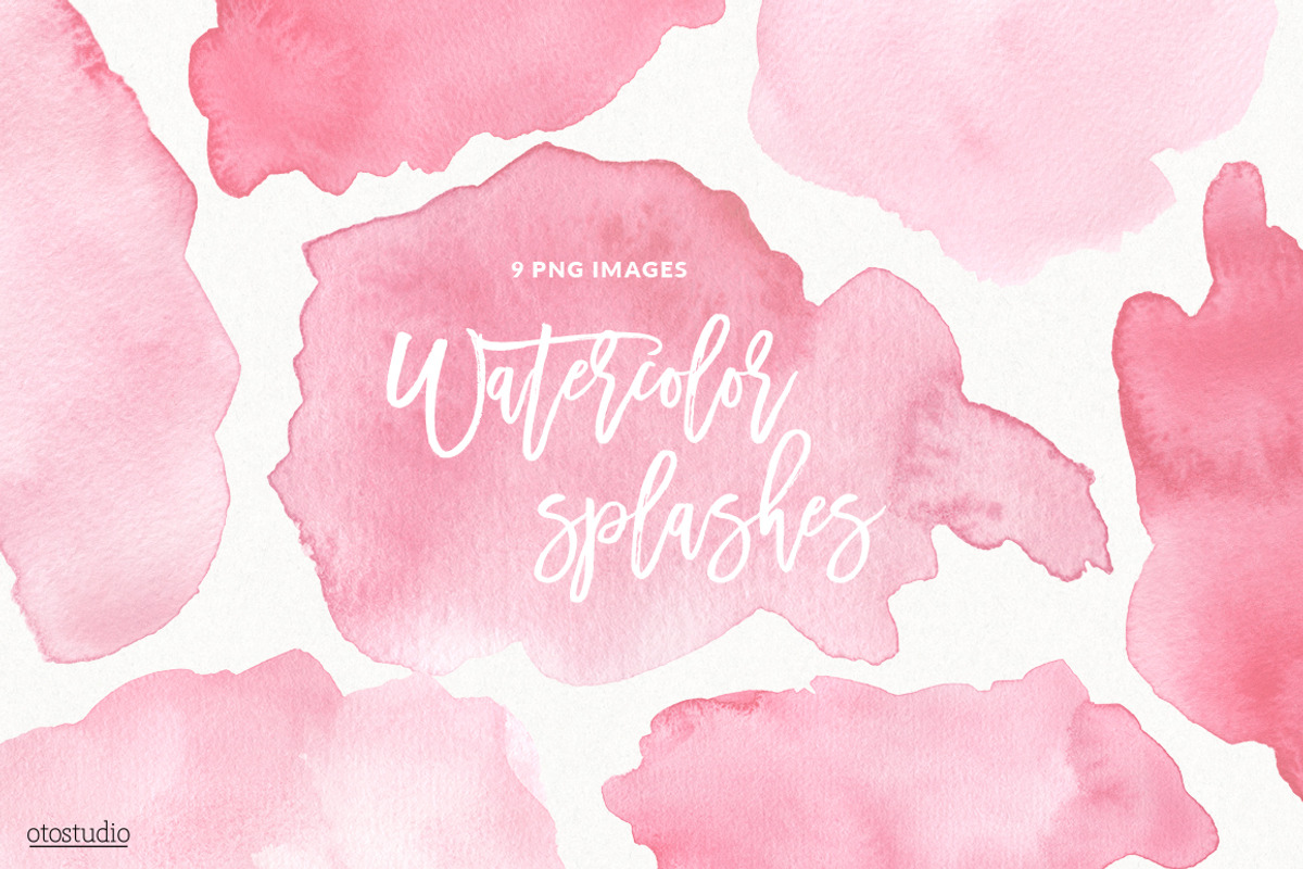 Watercolor Splashes & Textures Pink, a Texture Illustration by OtoStudio (Photo 1 of 2)