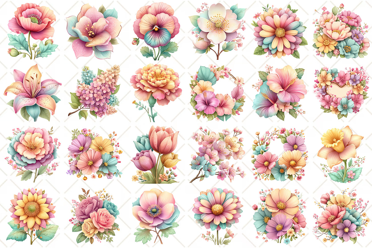 Watercolor Flower Clipart, an Illustration by Black Bird Studio (Photo 2 of 5)