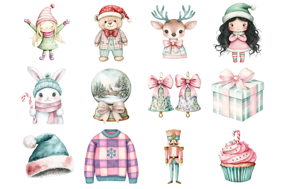 Pastel Christmas Clipart, a Seasonal Illustration by Design Market (Photo 4 of 5)