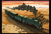 Steam Locomotive and Rabbit, a Transportation Illustration by LEKS illustrations (Thumbnail 2 of 2)