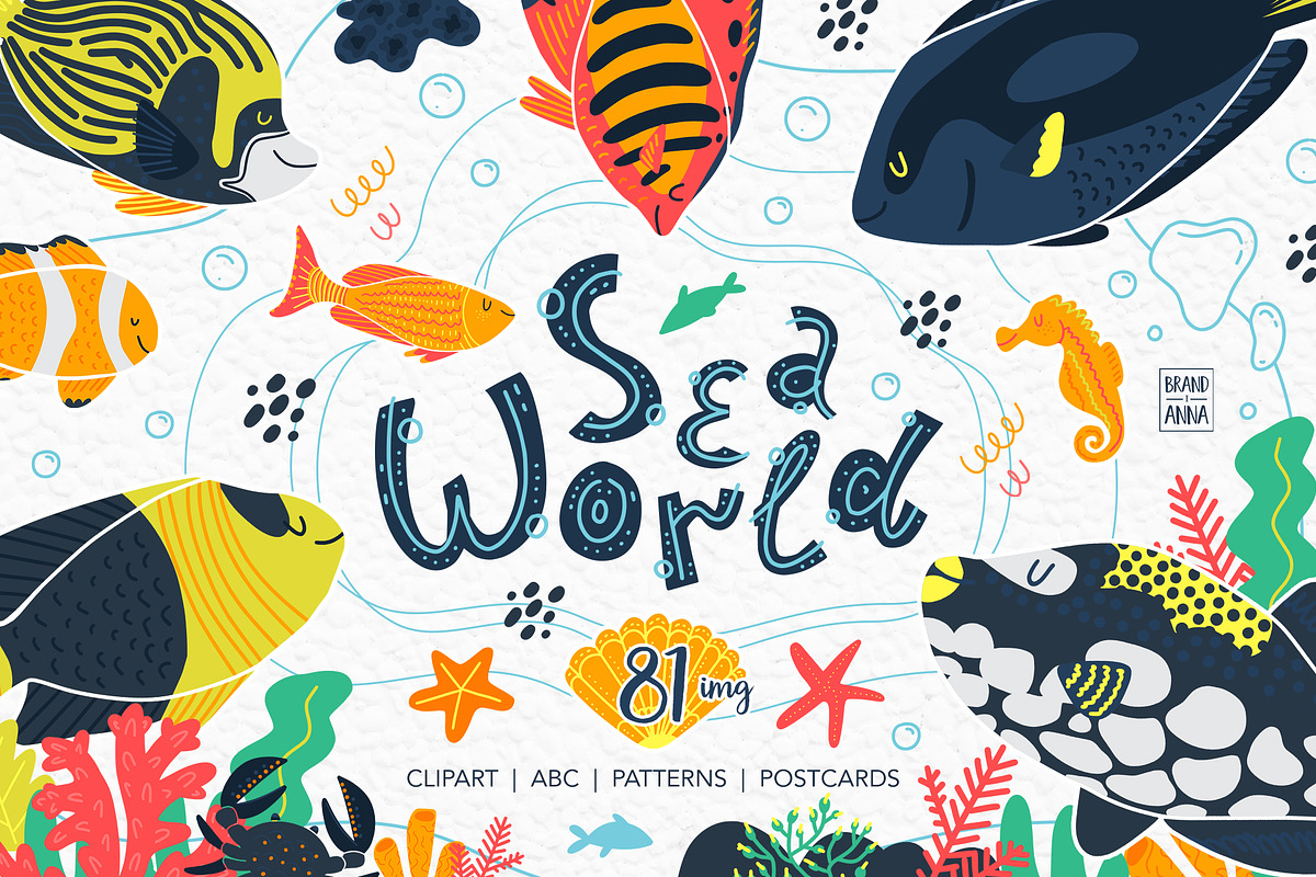 Sea world fish vector clipart, an Animal Illustration by Brandianna (Photo 1 of 8)