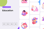 Education Illustration, an Outline Icon by Wencory (Thumbnail 1 of 2)