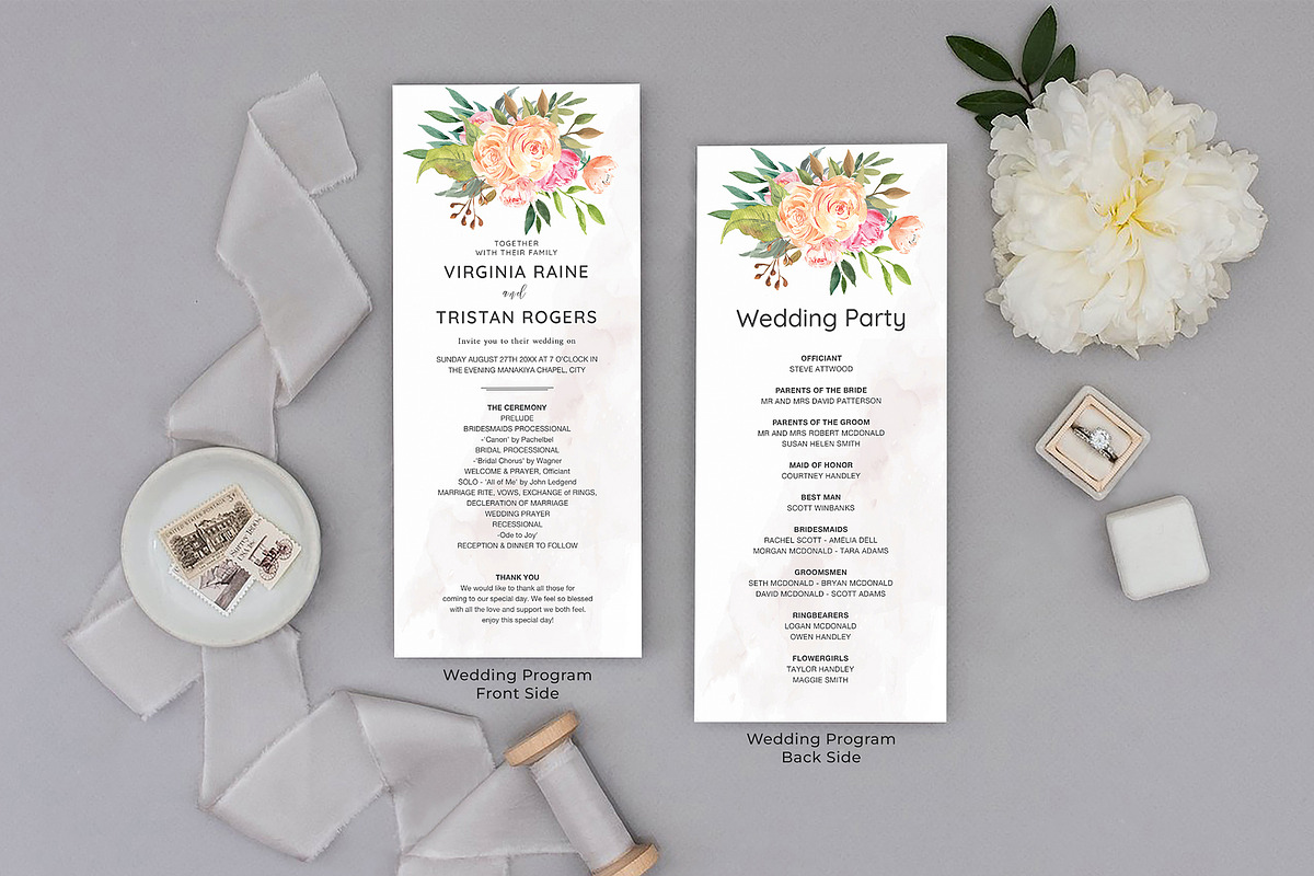 Wedding Program Template Canva, an Invitation Template by ShineOnWedding (Photo 2 of 8)