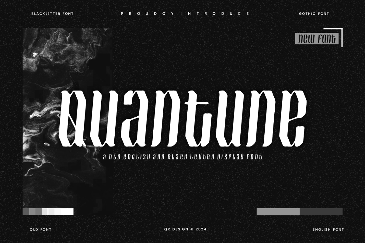 Quantune - Old English Font, a Blackletter Font by QR Design Studio (Photo 1 of 6)