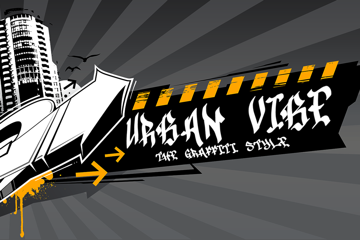 Drone Spray a Funky Graffiti Style, a Blackletter Font by Haksen (Photo 6 of 8)