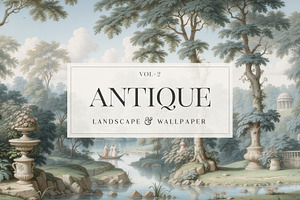 French Antique Landscape Wallpaper