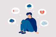 Man with Depression Symptoms, a Healthcare Illustration by Mary Long (Thumbnail 2 of 5)