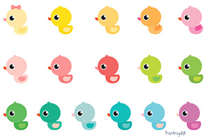 Cute Rubber Ducks Clipart