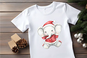 Christmas Elephant. Watercolor PNG., an Animal Illustration by KENO Mascots (Thumbnail 3 of 7)