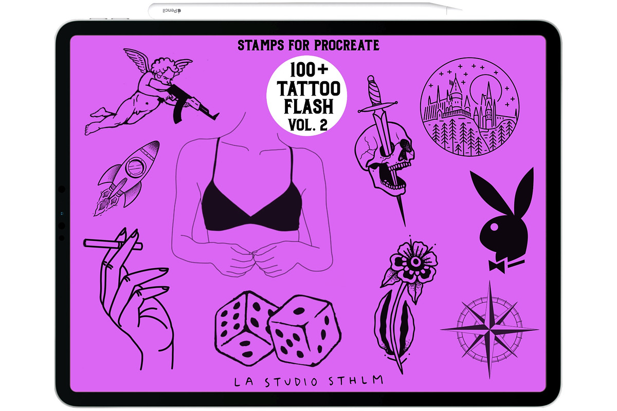 Tattoo Flash Vol. 2 - Procreate Stamp Set