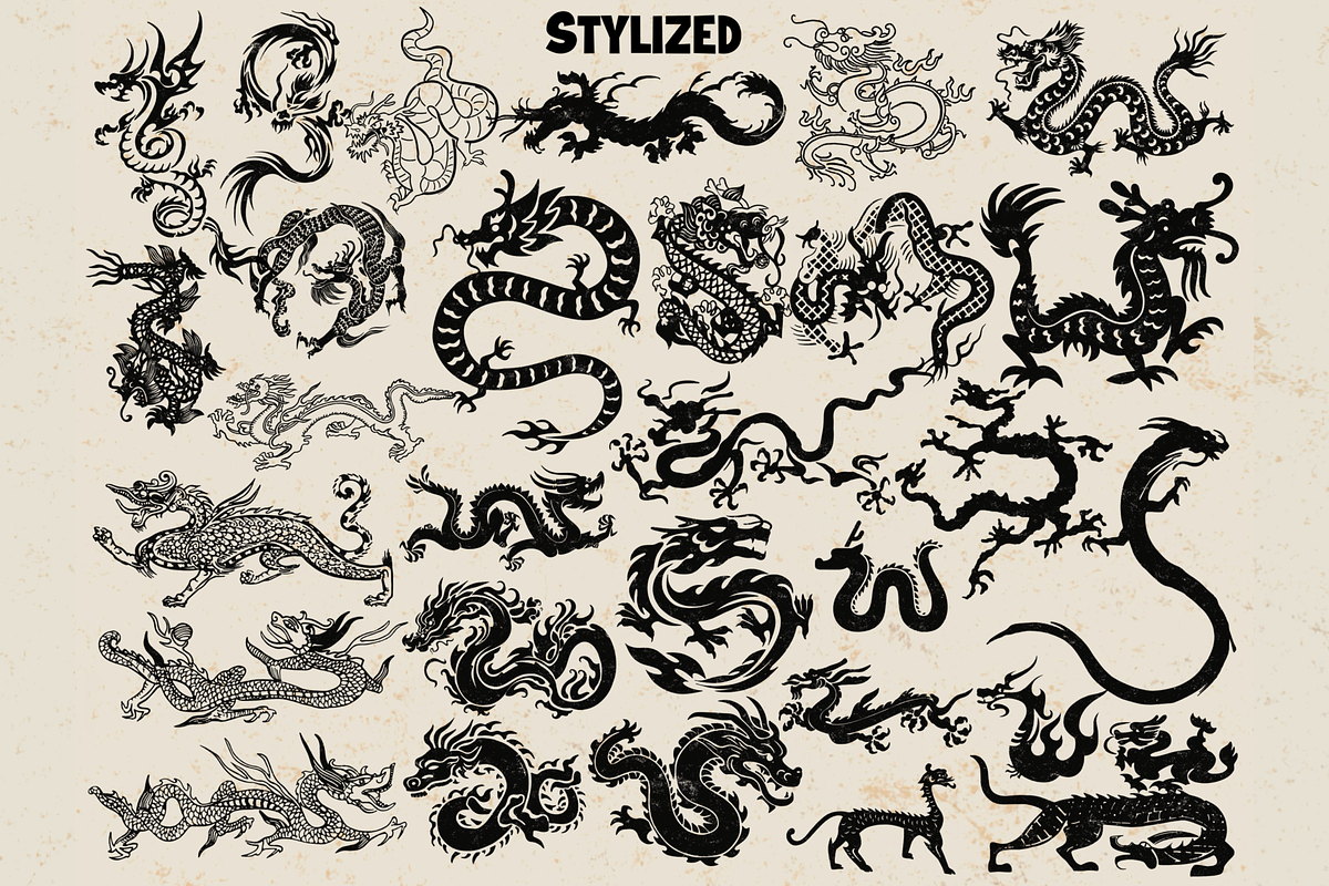 Dragon stamps for Procreate, a Brush Add-On by TheWhiteCatLab (Photo 2 of 9)