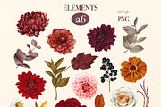 Autumn Blooms Watercolor Flowers, a Seasonal Illustration by DiashaArt (Thumbnail 10 of 11)