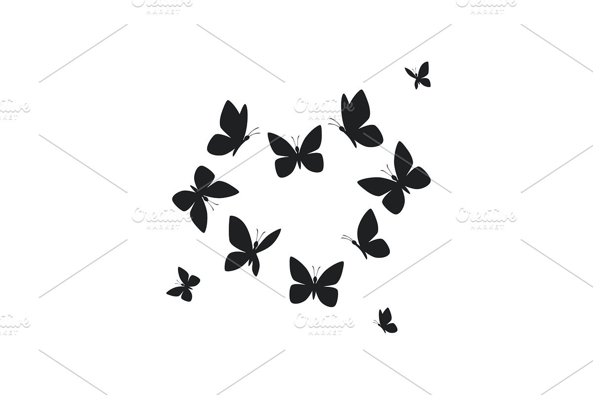Black butterfly silhouettes are, an Animal Illustration by Nadzin