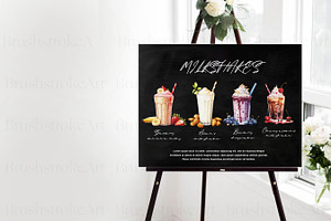 Watercolor Milkshake Clipart, Drinks