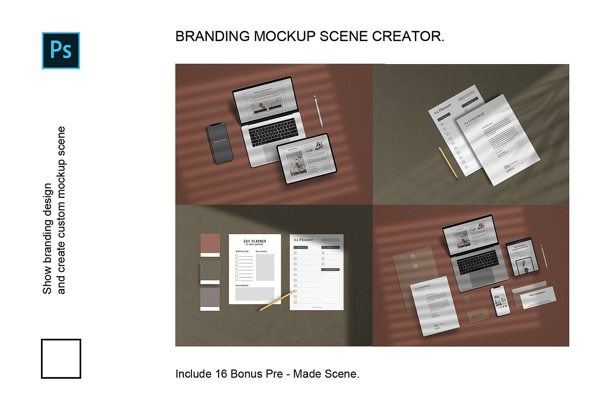 Branding Mockup Scene Creator, a Books & Magazine Mockup by Symie Design (Photo 1 of 22)