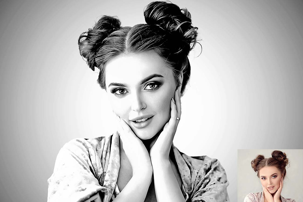 Exclusive B & W Portrait Ps Action, an Action Add-On by Studio Retouch (Photo 6 of 12)