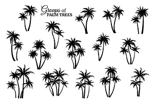 Set Of Groups Of Palm Trees.