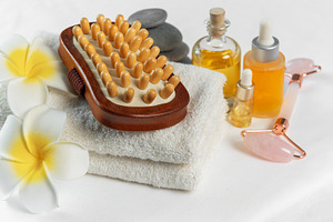 Spa wellness items for relaxation and skincare, a Beauty & Fashion Photo by Olena Rudo