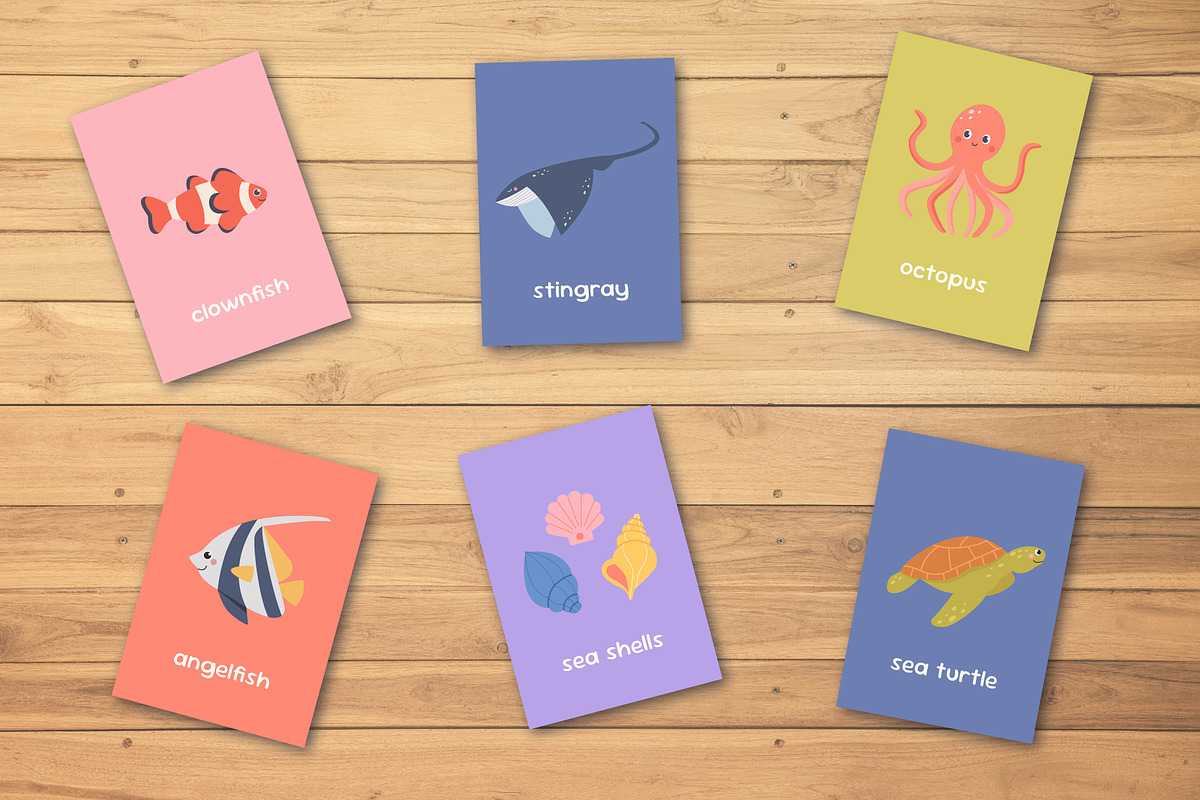 Ocean Animals Educational Cards, an Animal Illustration by Sabina_Ava (Photo 5 of 7)