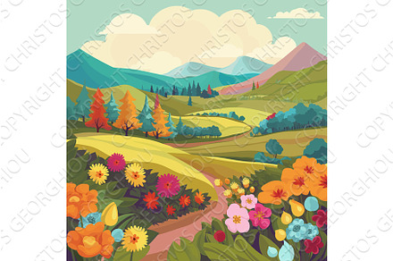 Fields Hills Flowers Country, a Texture Graphic by Christos Georghiou