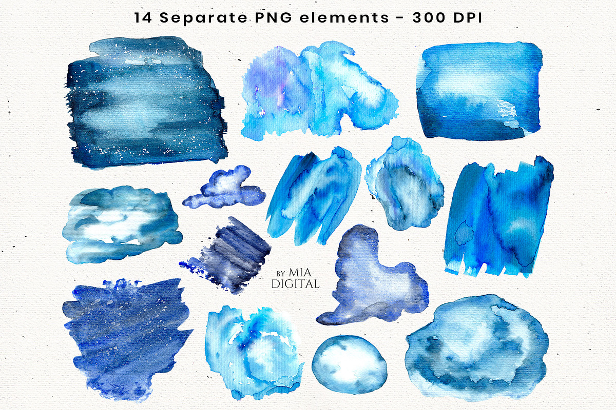Blue Galaxy Watercolor Logo Splash, a Texture Graphic by Mia Digital (Photo 2 of 4)
