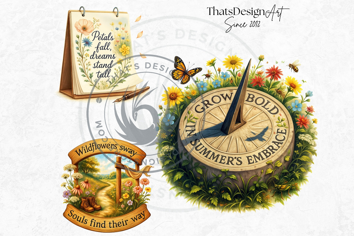 Summer Wildflower & Meadows Cliparts, a Seasonal Illustration by ThatsDesignArt (Photo 6 of 10)