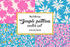 4 Simple Patterns. Vector Set.