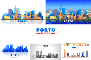 Porto Portugal skyline illustration