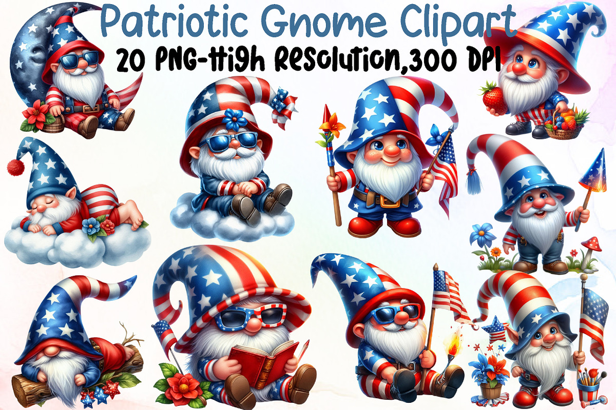 Patriotic Gnome Clipart - Patriotic, an Illustration by Sublimation Artist (Photo 1 of 6)