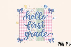 Hello First Grade, Back to School, a Seasonal Illustration by Rose Art