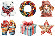 Watercolor Christmas Knitted Clipart, an Illustration by Black Bird Studio (Thumbnail 6 of 6)