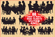 Dining People Silhouette Set, an Illustration by Designs_River (Thumbnail 1 of 9)