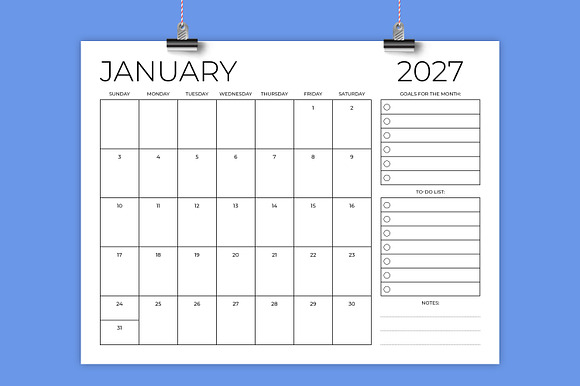 2027 8.5 x 11 Inch Calendar Planner preview 6