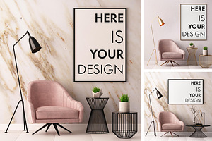 6 mockup posters in the interior