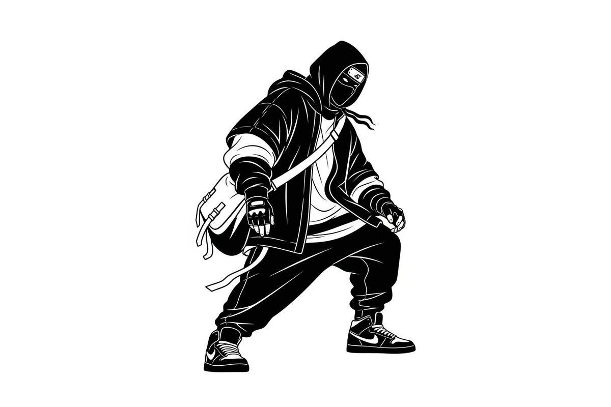 Hooded Street Ninja Silhouette, an Illustration by Gfx_Store (Photo 7 of 10)